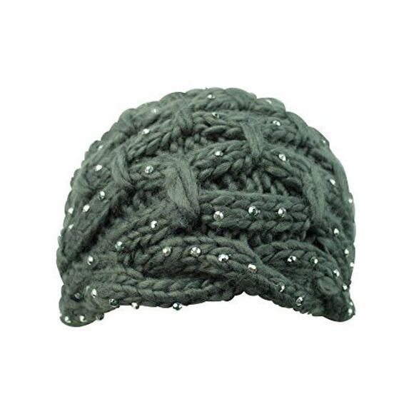 Thick Knit Winter Silver Rhinestone Beanie Hat - Picture 5 of 8